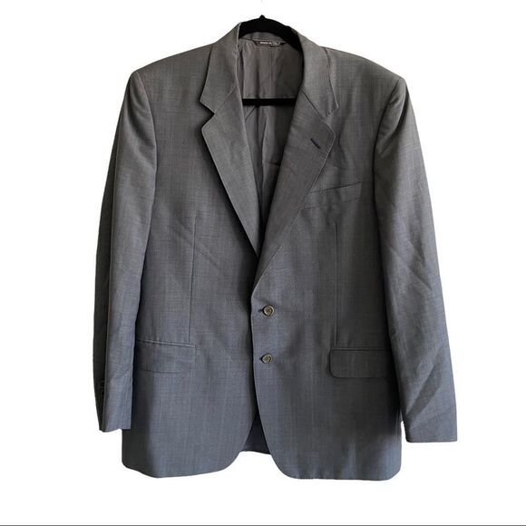 LANVIN Wool Gray Blue Copper PinStripe Button Front Blazer Jacket 44R - Picture 1 of 13